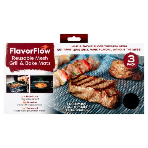 FlavorFlow Reusable Mesh Grill & Bake Mats, 3 count