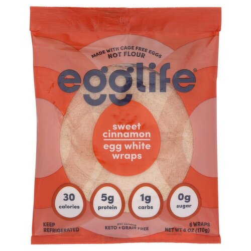 Egglife Sweet Cinnamon Egg White Wraps, 6 count, 6 oz