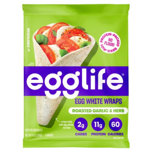 Egglife Roasted Garlic & Herb Egg White Wraps, 6 count, 6 oz