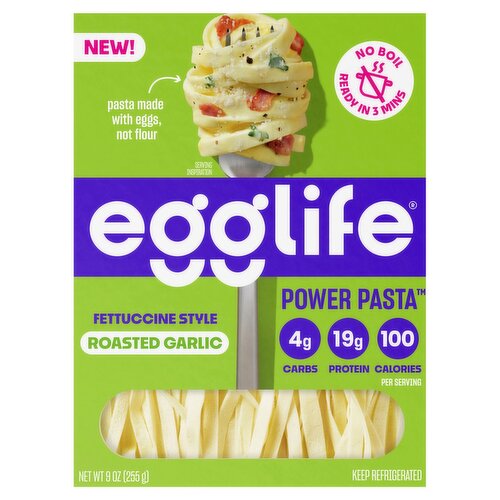 Egglife Power Pasta Fettuccine Style Roasted Garlic Power Pasta, 9 oz