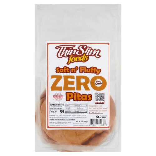 Thin Slim Foods Soft N' Fluffy Zero Net Carb Pitas, 5 oz