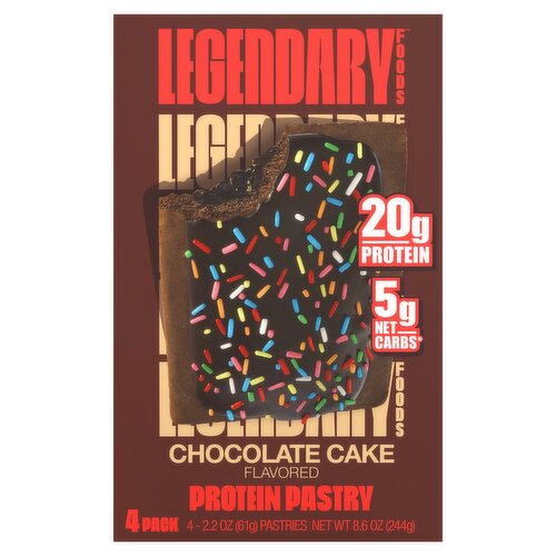 Legendary Foods Chocolate Cake Flavored Protein Pastry, 2.2 oz, 4 count