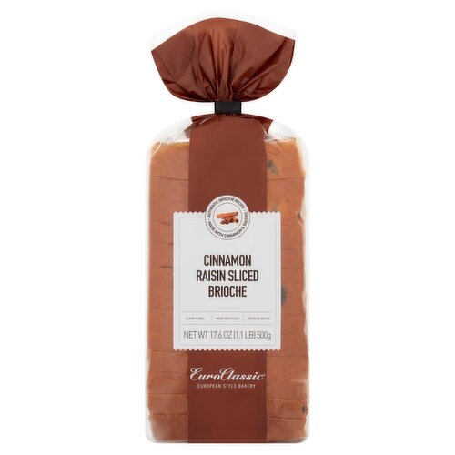 Euro Classic Cinnamon Raisin Sliced Brioche, 17.6 oz