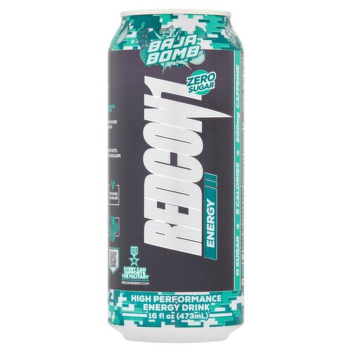 Redcon1 Baja Bomb Zero Sugar High Performance Energy Drink, 16 fl oz