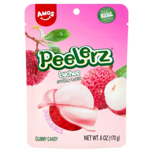 Amos Peelerz Lychee Gummy Candy, 6 oz