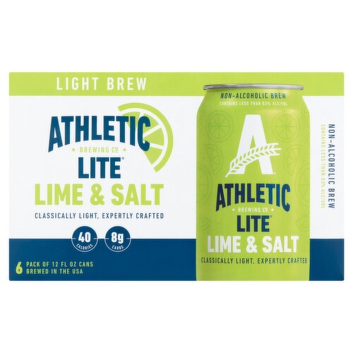 Athletic Brewing Co Lite Lime & Salt Light Non-Alcoholic Brew, 12 fl oz, 6 count