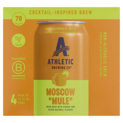 Athletic Brewing Co Moscow "Mule" Non-Alcoholic Brew, 12 fl oz, 4 count