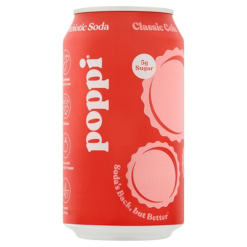 Poppi Classic Cola Prebiotic Soda, 12 fl oz