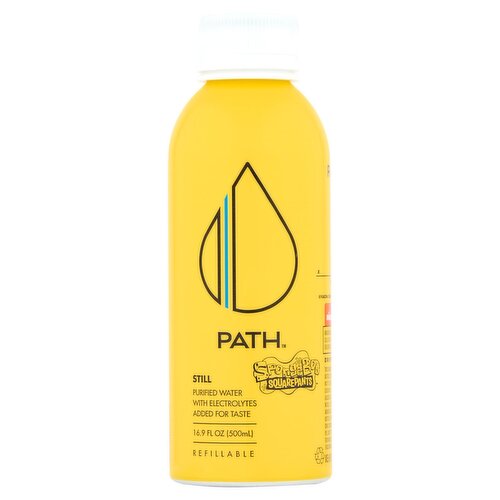 Path Refillable Spongebob Squarepants Still Purified Water with Electrolytes, 16.9 fl oz