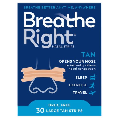 Breathe Right Large Tan Nasal Strips, 30 count