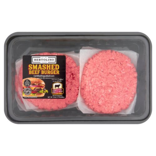 Bertolino Foods Smashed Beef Burger, 24 oz
