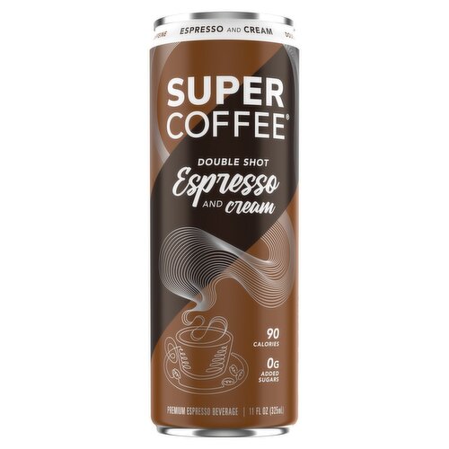 Super Coffee Double Shot Espresso and Cream Premium Espresso Beverage, 11 fl oz