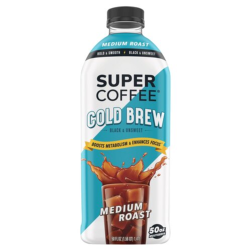 Super Coffee Black & Unsweet Medium Roast Cold Brew, 50 fl oz