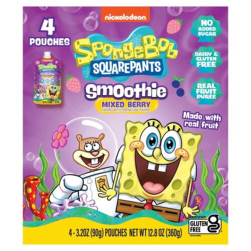 Nickelodeon Spongebob Squarepants Mixed Berry Smoothie, 3.2 oz, 4 count