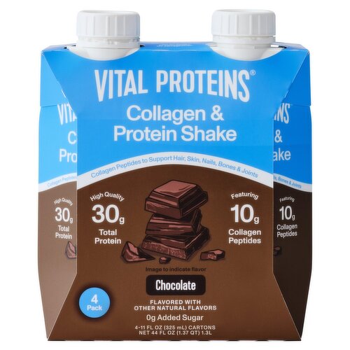 Vital Proteins Chocolate Collagen & Protein Shake, 11 fl oz, 4 count