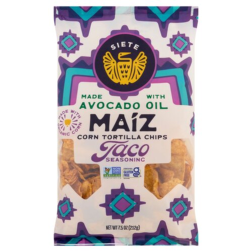 Siete Taco Seasoning Maiz Corn Tortilla Chips, 7.5 oz