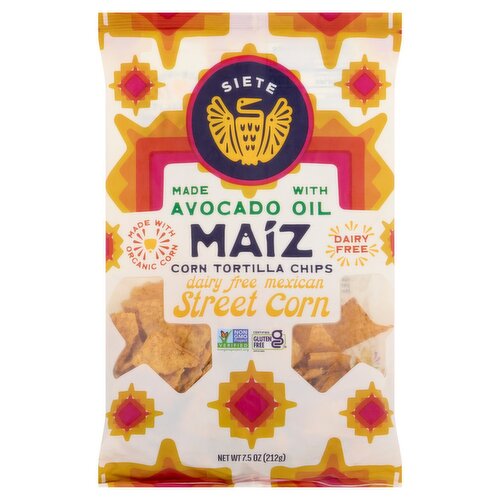 Siete Dairy Free Mexican Street Corn Maiz Corn Tortilla Chips, 7.5 oz