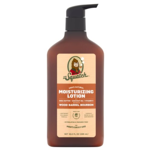 Dr. Squatch Men's Natural Wood Barrel Bourbon Moisturizing Lotion, 10.0 fl oz.