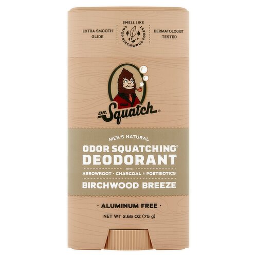 Dr. Squatch Men's Natural Odor Squatching Birchwood Breeze Deodorant, 2.65 oz