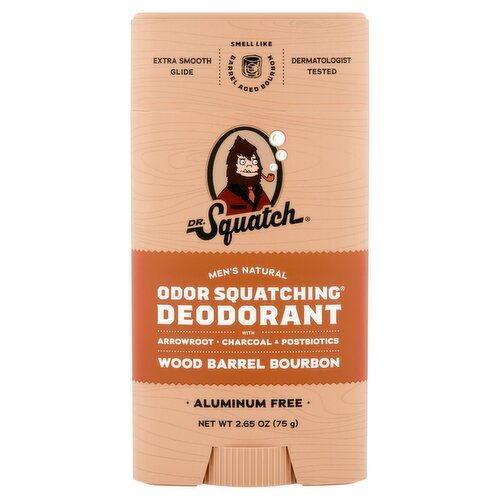 Dr. Squatch Wood Barrel Bourbon Men's Natural Odor Squatching Deodorant, 2.65 oz