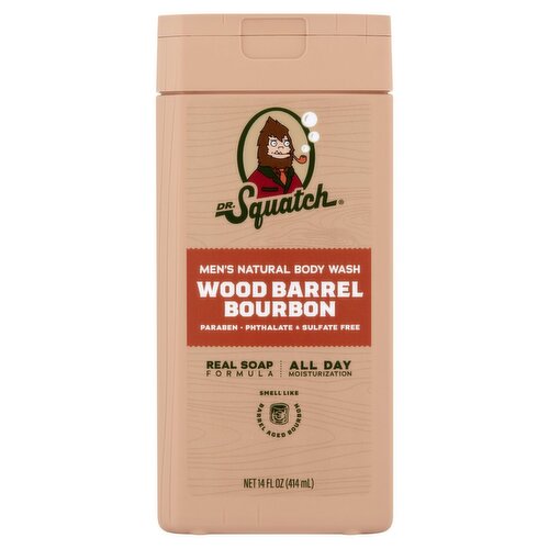 Dr. Squatch Wood Barrel Bourbon Men's Natural Body Wash, 14 fl oz