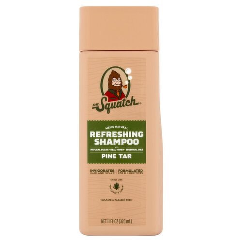 Dr. Squatch Pine Tar Men's Natural Refreshing Shampoo, 11 fl oz