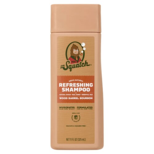 Dr. Squatch Men's Natural Wood Barrel Bourbon Refreshing Shampoo, 11 fl oz