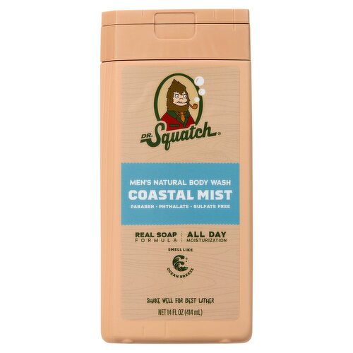 Dr. Squatch Coastal Mist Men's Natural Body Wash, 14 fl oz