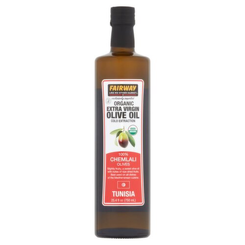 Fairway 100% Chemlali Olives Organic Extra Virgin Olive Oil, 25.4 fl oz