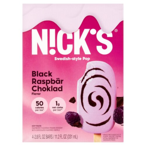 Nick's Black Raspbär Choklad Flavor Frozen Dessert, 2.8 fl oz, 4 count