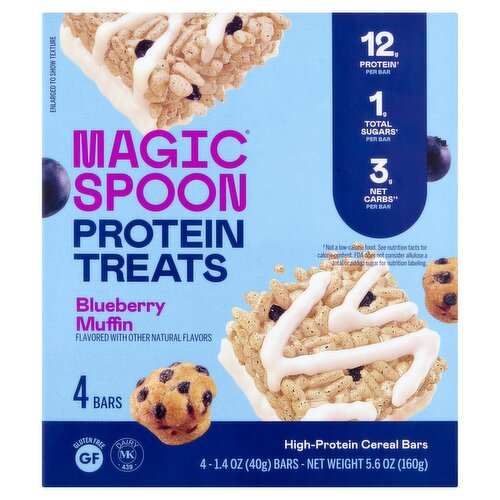 Magic Spoon Protein Treats Blueberry Muffin High-Protein Cereal Bars, 1.4 oz, 4 count