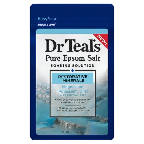 Dr Teal's Restorative Minerals Pure Epsom Salt Soaking Solution, 3 lbs