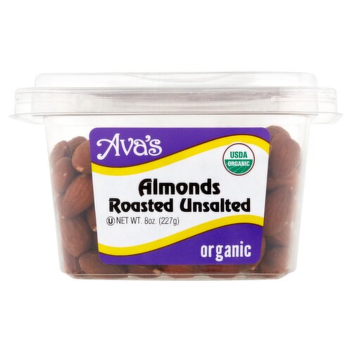 Ava's Organic Roasted Unsalted Almonds, 8 oz