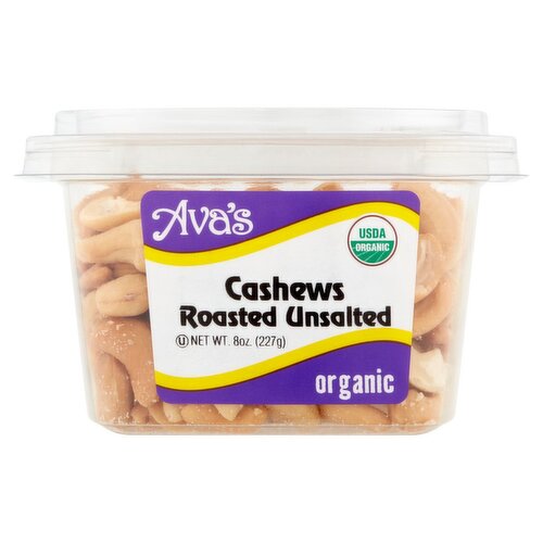 Ava's Organic Roasted Unsalted Raw Cashews, 8 oz