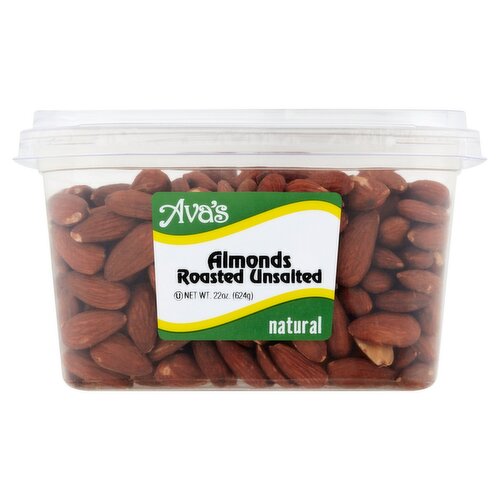 Ava's Natural Roasted Unsalted Almonds, 22 oz