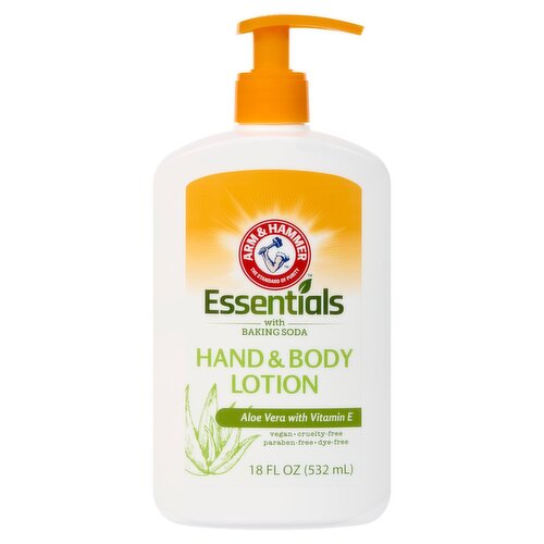 Arm & Hammer Essentials Aloe Vera with Vitamin E Hand & Body Lotion, 18 fl oz