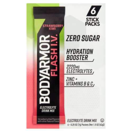 BodyArmor Strawberry Kiwi Flash I.V. Electrolyte Drink Mix, 0.25 oz, 6 count