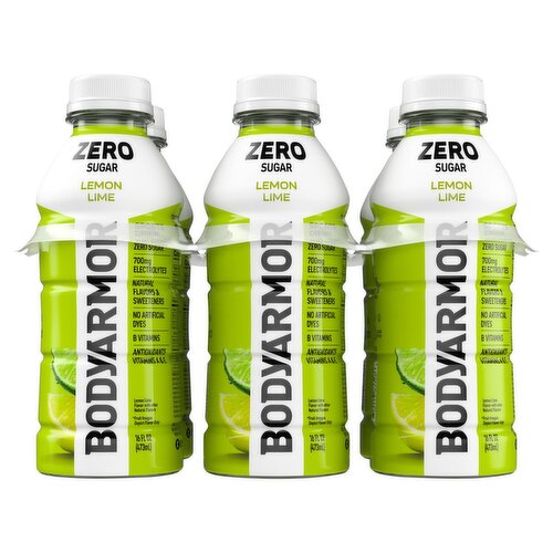 BodyArmor Zero Sugar Lemon Lime Flavor Sports Drink, 16 fl oz, 6 count