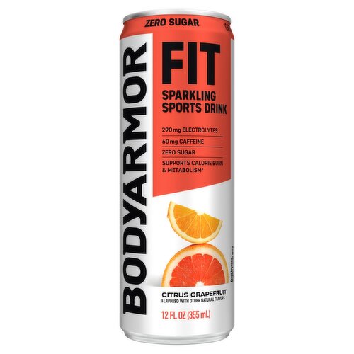 BodyArmor Fit Zero Sugar Citrus Grapefruit Sparkling Sports Drink, 12 fl oz