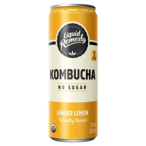 Liquid Remedy Organic Ginger Lemon Kombucha, 12 fl oz