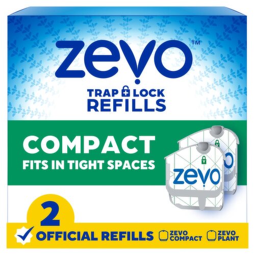 Zevo Compact Fruit Flies Trap Lock Refills Cartridges, 2 count