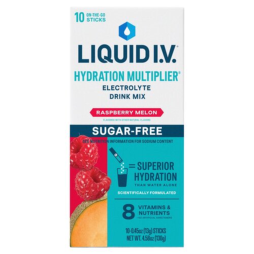 Liquid I.V. Hydration Multiplier Raspberry Melon Electrolyte Drink Mix Sticks, 0.45 oz, 10 count