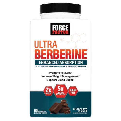 Force Factor Ultra Berberine Enhanced Absorption Chocolate Flavor Dietary Supplement, 60 count