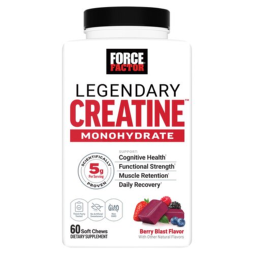 Force Factor Berry Blast Flavor Legendary Creatine Monohydrate Dietary Supplement, 60 count