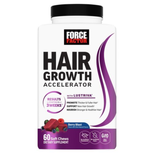 Force Factor Hair Growth Accelerator with Lustriva Dietary Supplement, 60 Count