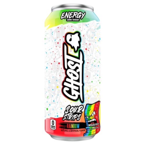 Ghost Sour Strips Rainbow Energy Drink, 16 fl oz