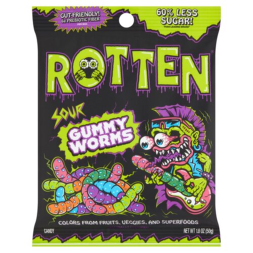 Rotten Sour Gummy Worms Candy, 1.8 oz