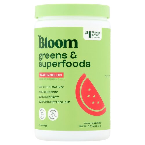 Bloom Watermelon Flavored Greens & Superfoods Dietary Supplement, 5.01 oz