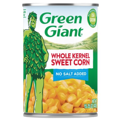 Green Giant Whole Kernel Sweet Corn, No Salt Added, 15.25 oz