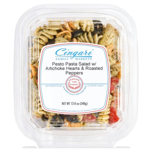 Cingari Family Markets Pesto Pasta Salad with Artichoke Hearts, Roasted Red Peppers